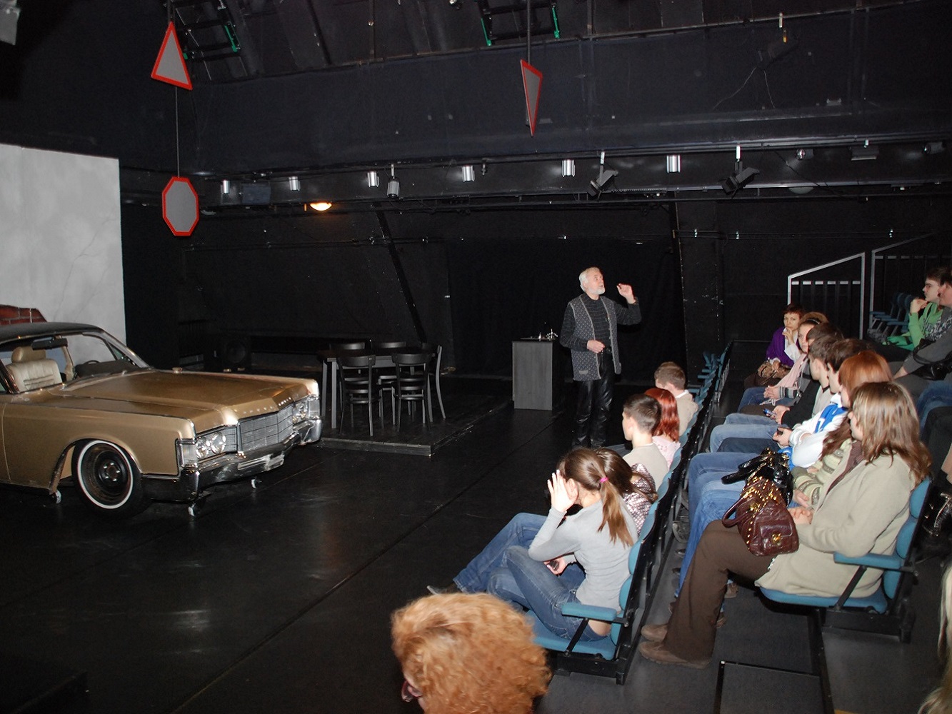 A group of Tallinn high school pupils meeting the stage director K.A Püüman at the Tallinn City Theatre, 2012, 2015 and 2017